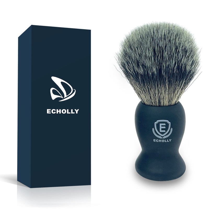 Echolly Shaving Brushes for Men-Premium NO Shedding Bristle Shaving Brush-Vegan Lather Shave Brush-Luxury Fast Beard Brush-Perfect Gifts for Men,Boyfriends,Fathers(Rubber Handle)